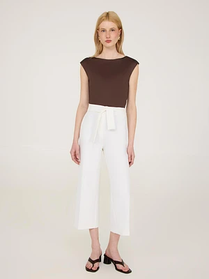 Pantalon gaucho en crêpe avec ceinture