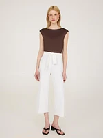 Pantalon gaucho en crêpe avec ceinture