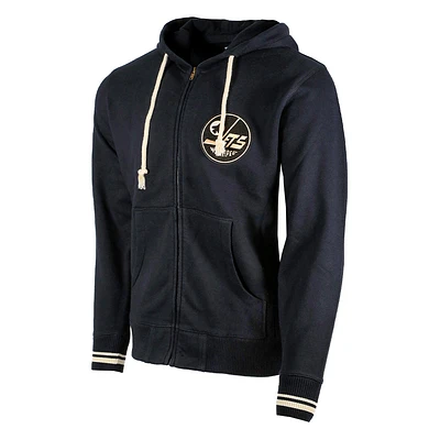 BLACK & CREAM ZIP HOODIE