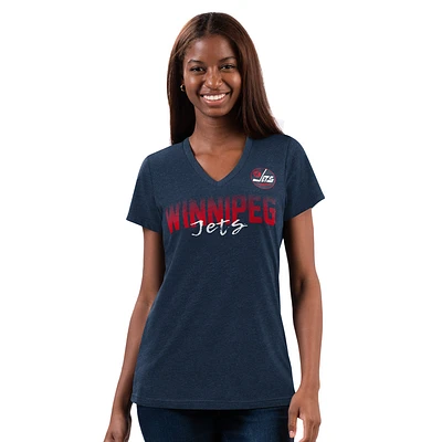 WOMEN'S SNAP ALT V-NECK TEE NAVY