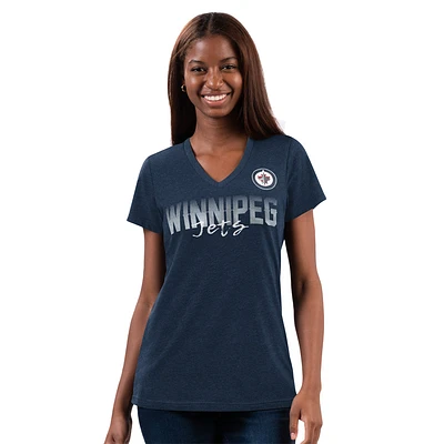 WOMEN'S SNAP V-NECK TEE NAVY