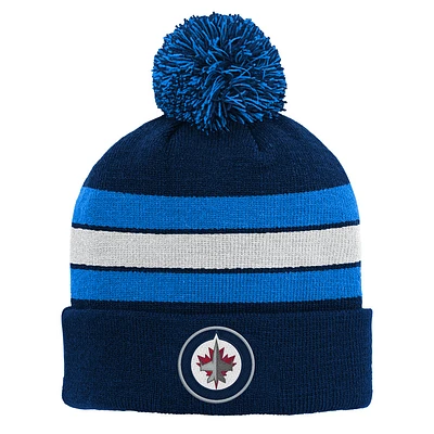 YOUTH STRIPE BEANIE W/POM