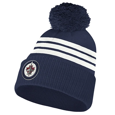 3 STRIPE CUFFED POM BEANIE