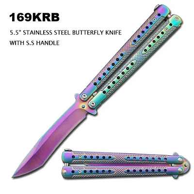 Butterfly Knife Rainbow Stainless Steel/Rainbow Handle 9.25