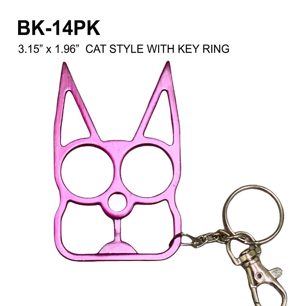 Self Defense Cat Keychain Pink Stainless Steel SKU BK-14PK