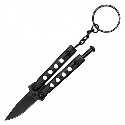 Mini Butterfly Knife Keychain Black with Black Blade SKU PBF37BK