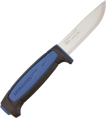 Mora Pro S Fixed Blade Knife with Sheath Stainless-Steel Blade/Blue & Black Polypropylene Handle SKU FT01506