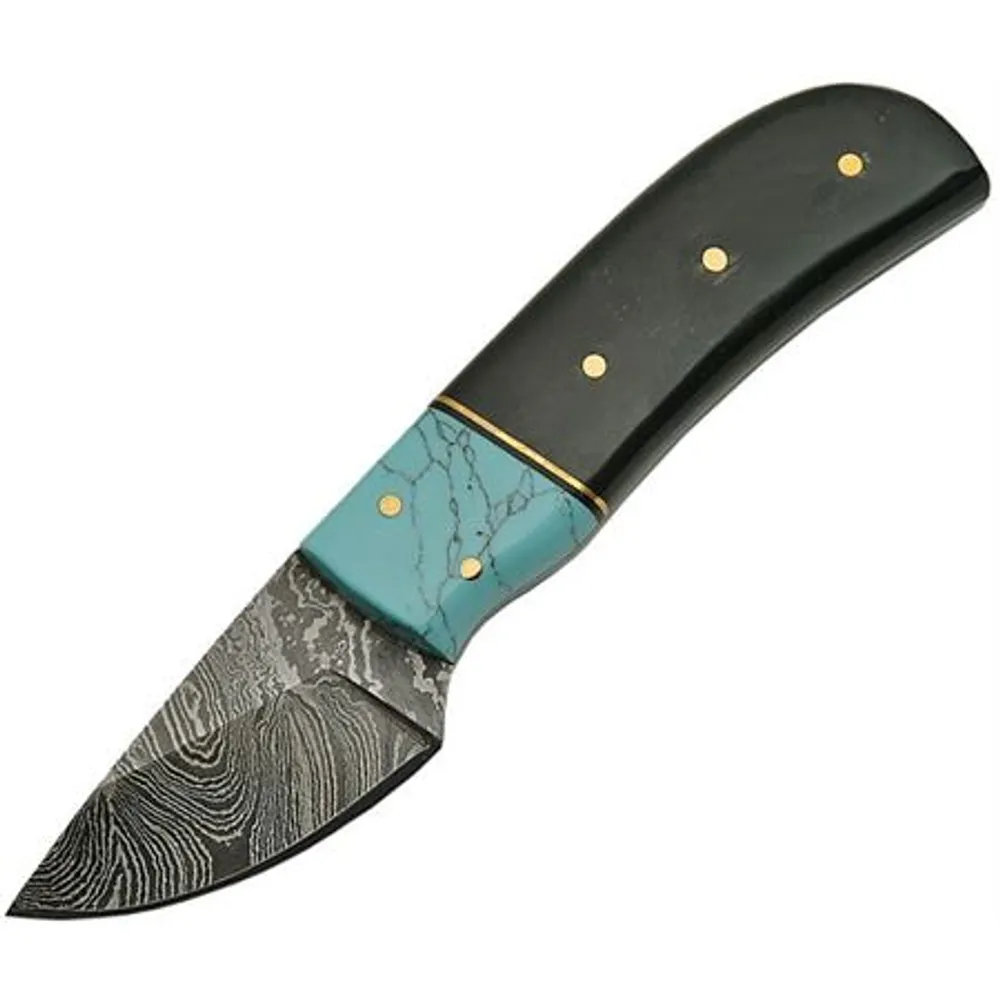 Large Turquoise Folding Hunting Knife W Sheath Auction