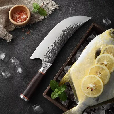 8 inch High Carbon Steel Butcher Knife With Sheath