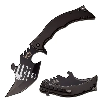 Dark Side Blades Spring Assisted Knife Black 3CR13 Steel Acid Etched Blade/Black Alum. Handle SKU DS-A087GY