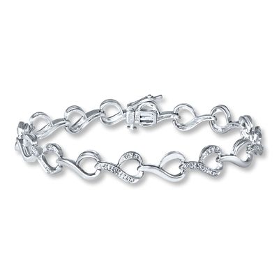 Sterling Silver Bracelet 1/10 ct tw Diamonds 7.25" Length