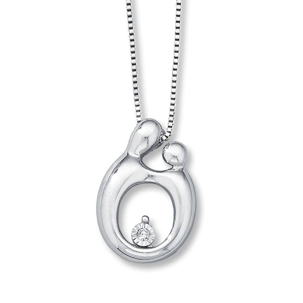 Heart Locket Necklace Diamond Accents Sterling Silver