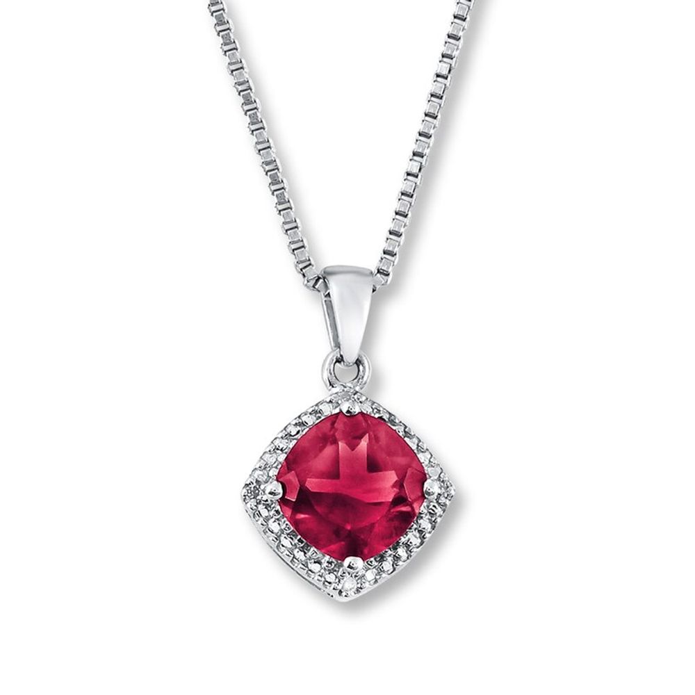 Lab-Created Ruby Necklace Heart-Shaped 10K White Gold | Jared