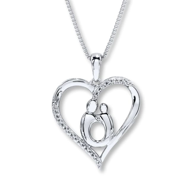 Mother & Child Diamond Accents Sterling Silver Necklace