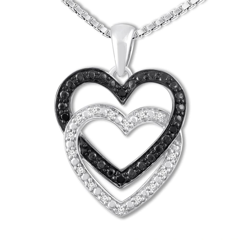 Heart Locket Necklace 1/10 ct tw Diamonds Sterling Silver