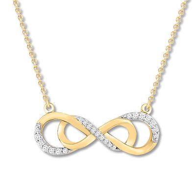Diamond Infinity Necklace 1/10 ct tw 10K Yellow Gold 19" Adj.