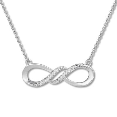 Infinity Swirl Necklace with Diamonds Sterling Silver