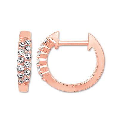 Diamond Hoop Earrings 1/4 ct tw Round-cut 10K Rose Gold