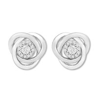 Diamond Knot Earrings 1/20 ct tw Round-cut Sterling Silver