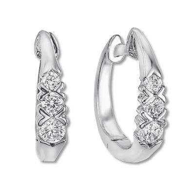 Diamond Hoop Earrings 1/4 carat tw Round 10K White Gold