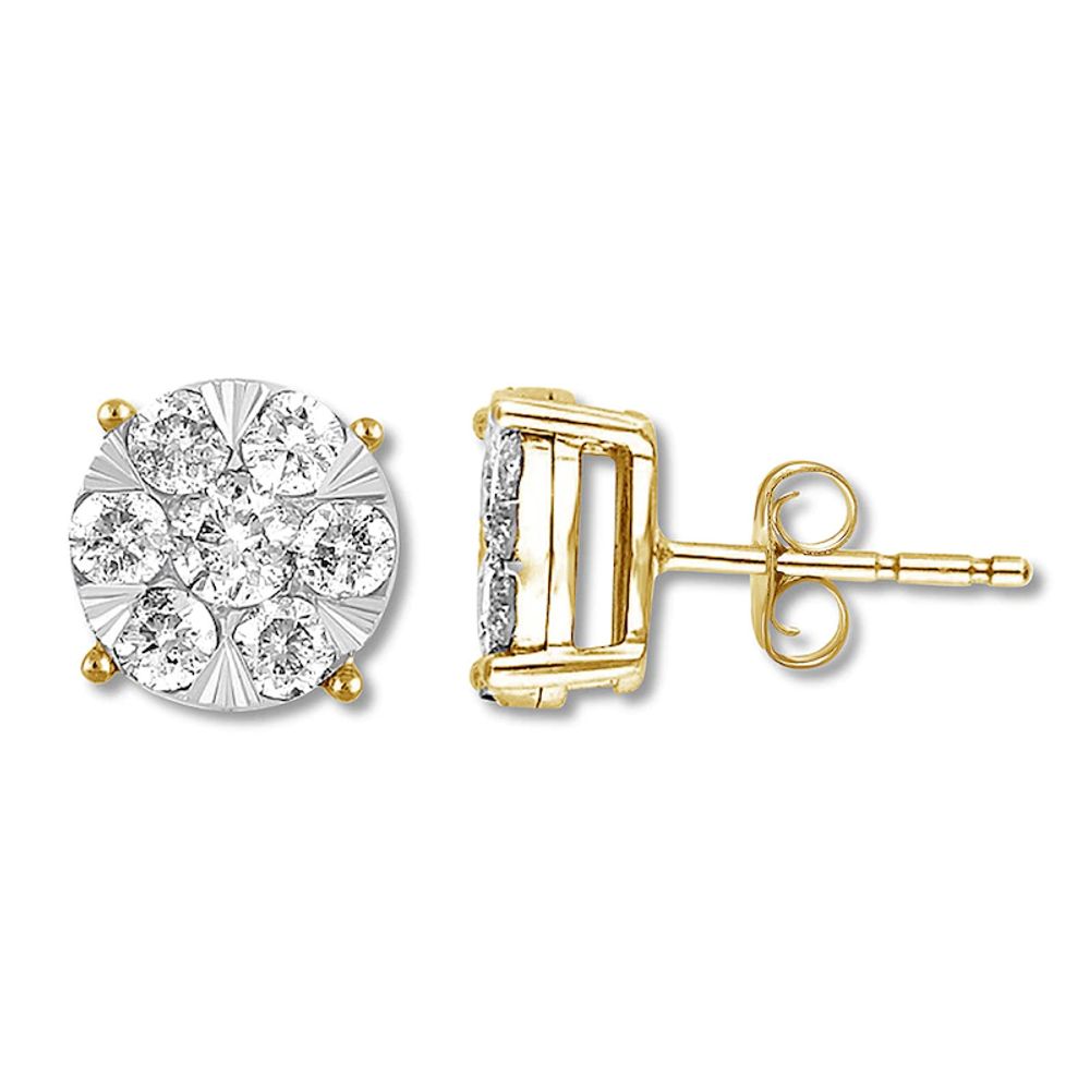 Diamond Flat Back Stud Earrings 1/5 ct tw Round 14K Yellow Gold