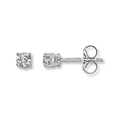 Diamond Solitaire Earrings 1/4 ct tw Round-cut 14K White Gold