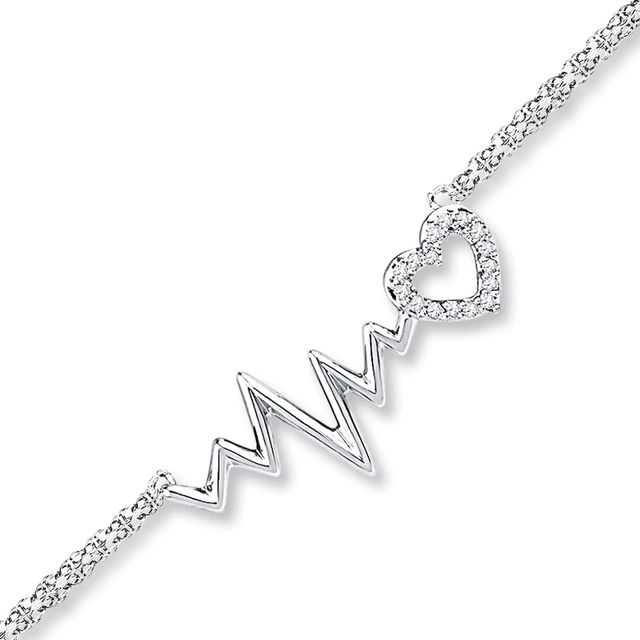 Heartbeat Necklace 1/20 ct tw Diamonds 10K White Gold