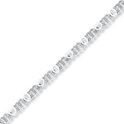 Mom Heart Bracelet 1/10 ct tw Diamonds Sterling Silver
