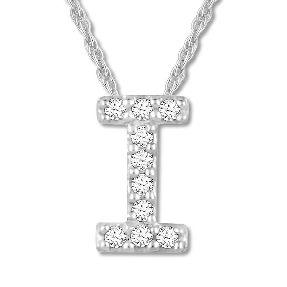 Diamond Initial V Necklace 1/20 ct tw Round-cut 10K White Gold