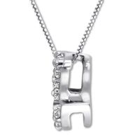 Diamond Initial A Necklace 1/20 ct tw Round-cut 10K White Gold