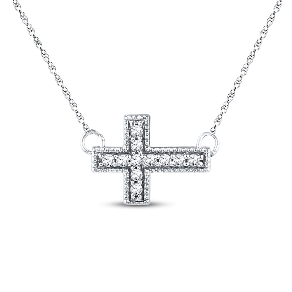 Celine Sideways Double Cross Diamond Necklace – Miki and Jane