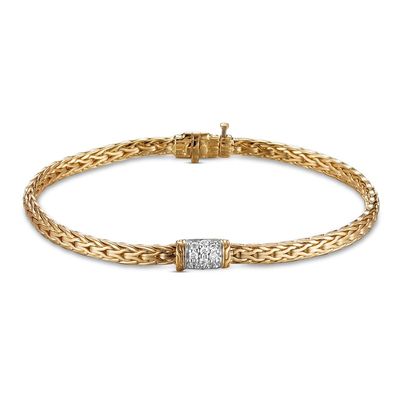 John Hardy Classic Chain Bracelet 1/8 ct tw Diamonds 18K Yellow Gold