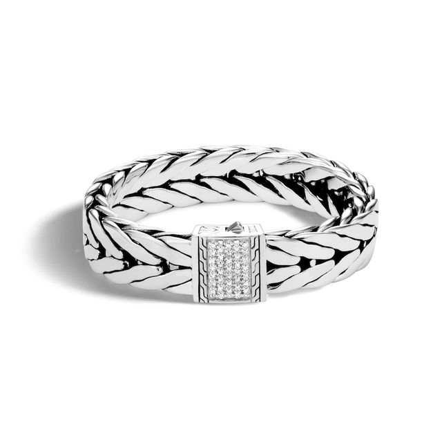 John Hardy Men's Modern Chain Bracelet 1/2 ct tw Diamonds Sterling Silver