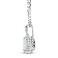 Lab-Created Opal & White Topaz Necklace 10K White Gold