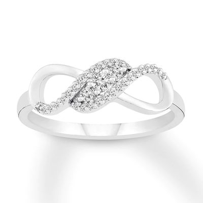 Diamond Infinity Swirl Ring 1/5 ct tw Round 10K White Gold