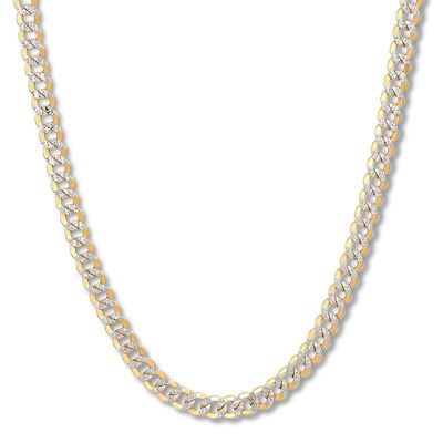 Men's Curb Chain Necklace 10K Yellow Gold 22" Length