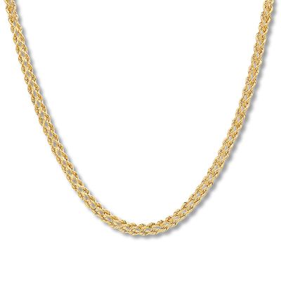 Double Rope Chain Necklace 10K Yellow Gold 18"