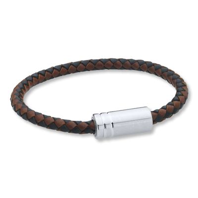 Men's Bracelet Braided Leather Stainless Steel