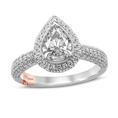 Pnina Tornai Diamond Engagement Ring 1-3/4 ct tw Pear/Round 14K Two-Tone Gold