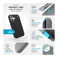 Speck Presidio2 Grip with ClickLock/MagSafe for iPhone 16 - Black