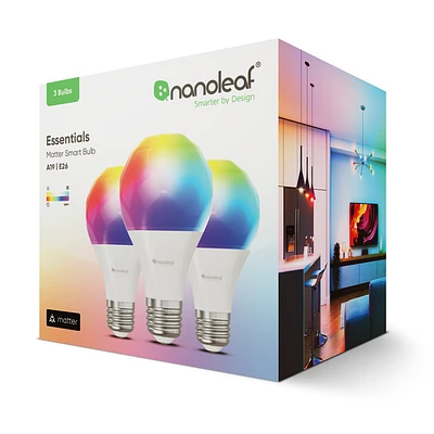 Nanoleaf Essentials Matter A19 | E26 Smart Bulbs (3 Pack)