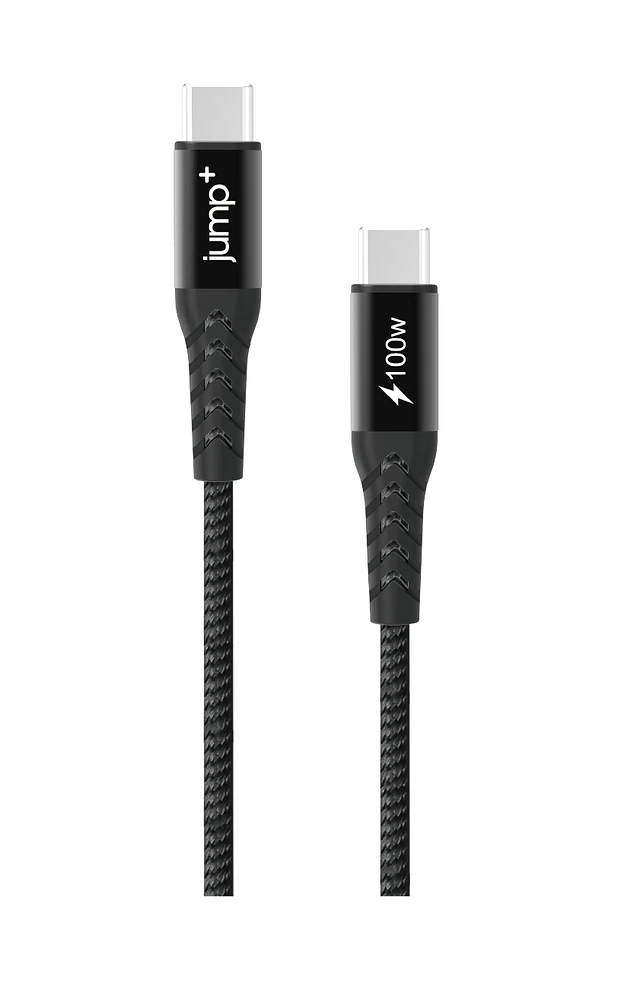 jump+ USB-C to USB-C 2M Braided Pro Cable 100w - Black
