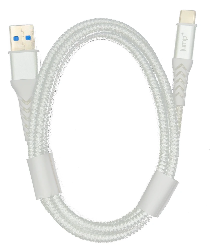 Jump+ USB-A to USB-C 1m Braided Cable - White