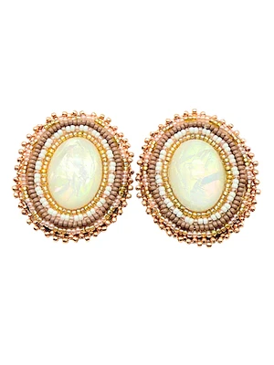 Oval Beaded Post Earrings - Katelin Wilson