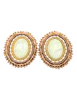 Oval Beaded Post Earrings - Katelin Wilson