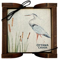 Great Blue Heron Canada Coaster Set with Holder