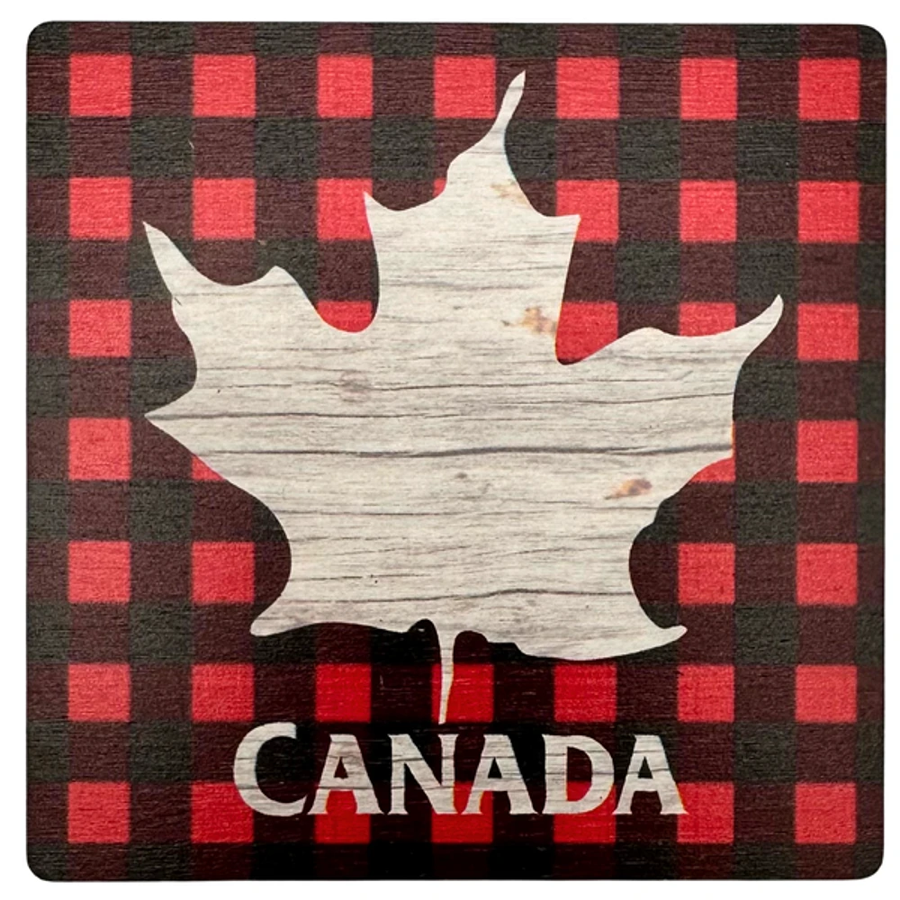 Plaid Canada Maple Leaf Coaster