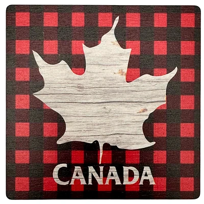 Plaid Canada Maple Leaf Coaster