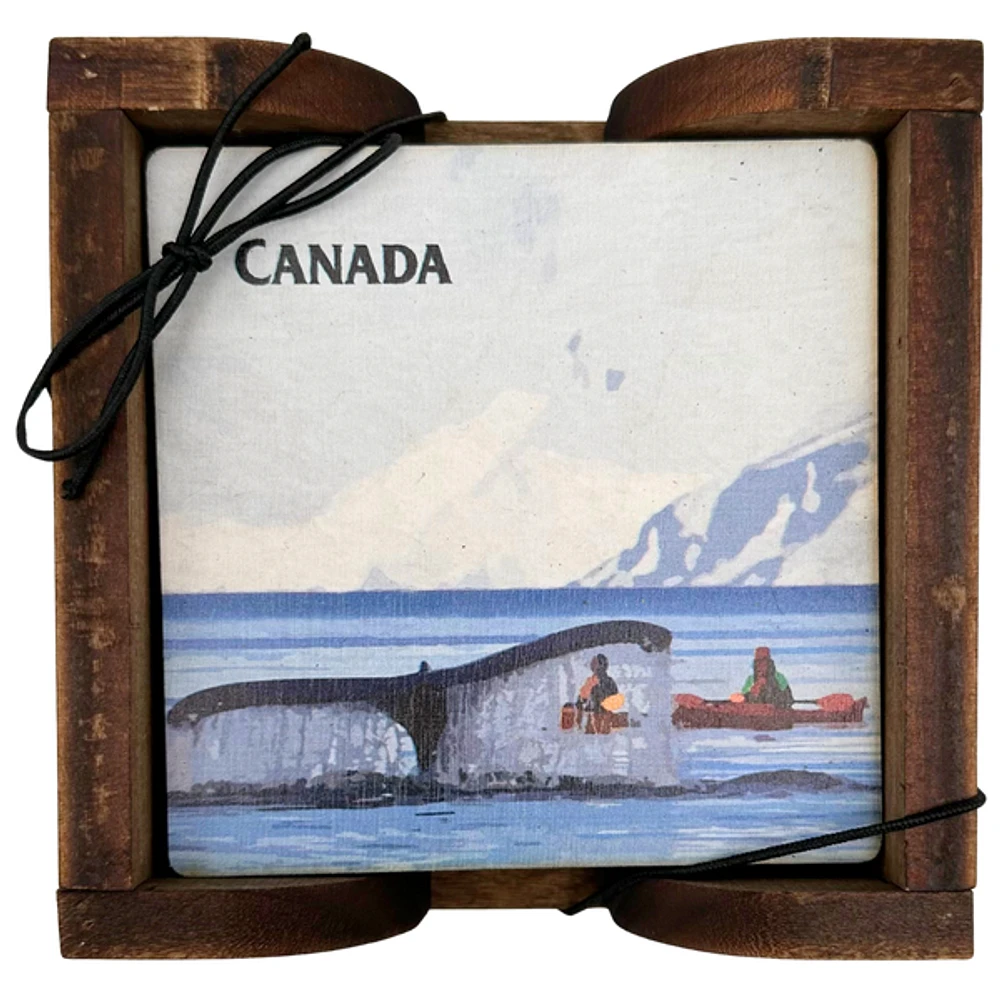 Canadian Whale Tail Coaster Set with Holder