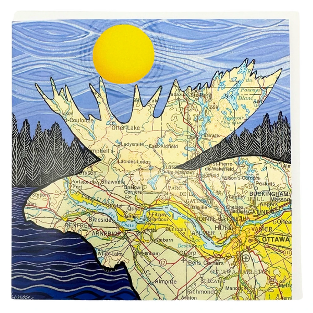 Moose Ottawa Canada Map Card